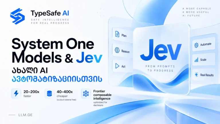 System One Models & Jev: TypeSafe-ის ახალი AI, RLCD სწავლება, სწრაფი გადაწყვეტილებები და უფასო გამომავალი ტოკენები