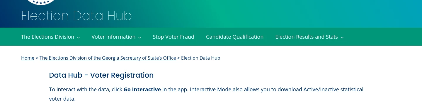 Claude Georgia: ჯორჯიის შტატის მდივნის ოფისის Election Data Hub-ის ვებგვერდი