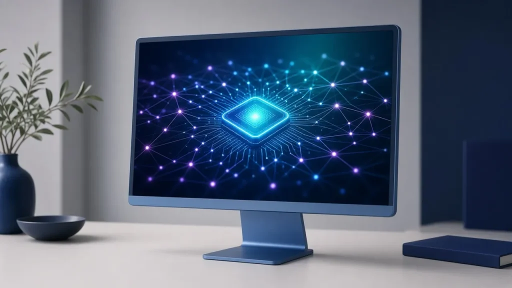 ახალი iMac M6: თხელი ერთიანი კომპიუტერი ეკრანზე ნეირონული ქსელით (ილუსტრაცია)